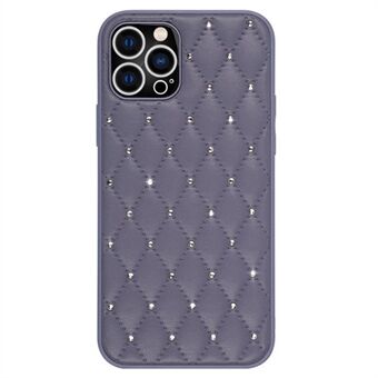 Beskyttelsesveske for iPhone 13 Pro 6,1 tommer, Rhinestone Dekor Rhombus Texture PU Leather+TPU Telefondeksel Støtsikkert bakskall