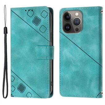 PT005 YB Imprinting Series-6 Leather Shell for iPhone 13 Pro 6,1 tommer Anti-fall Skin Touch Stand Lommebokveske