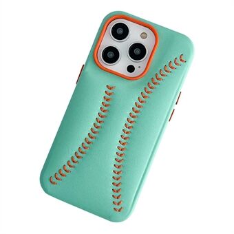 Anti-slipp telefondeksel for iPhone 13 Pro 6,1 tommer baseball tekstur broderi PU lærbelagt PC-deksel