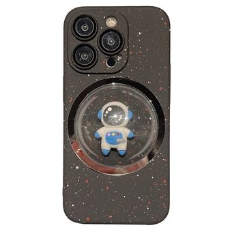 For iPhone 13 Pro Back Shell 3D Roterende Astronaut Konveks Lens Telefonveske PC-deksel med linsefilm