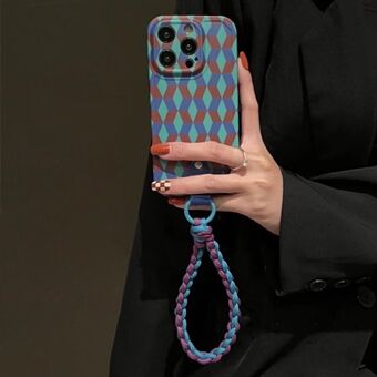 For iPhone 13 Pro Soft TPU-telefondeksel Skjøtemønster Støtsikkert mobiltelefondeksel med stropp