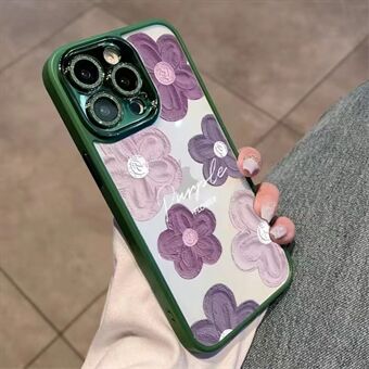 Telefonbakdeksel for iPhone 13 Pro 6,1 tommers Glitter Kameraring Ring Blomster TPU-deksel med linsefilm