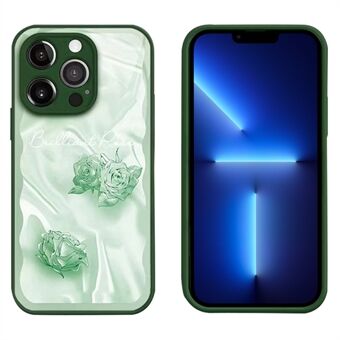 For iPhone 13 Pro 6,1 tommers rosemønster, fallsikkert telefondeksel herdet glass+TPU-deksel