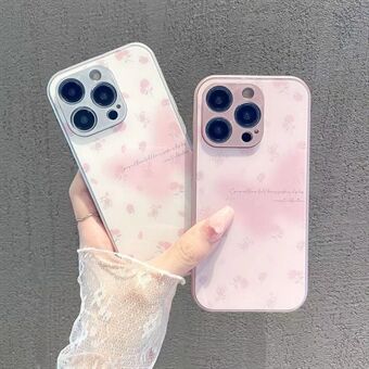 For iPhone 13 Pro Metal Paint Herdet Glass + TPU Mobiltelefon Shell Rose Flower Decor Telefonveske