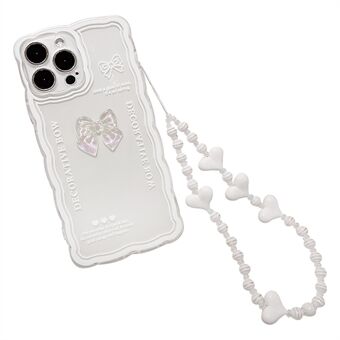 For iPhone 13 Pro Mobiltelefondeksel Bowknot Decor Clear TPU Mobiltelefonveske med håndleddsstropp