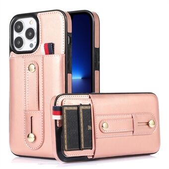 Kickstand telefondeksel for iPhone 13 Pro 6,1 tommer, kortspor Retro PU-skinnbelagt TPU-deksel