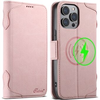 SUTENI J07 For iPhone 13 Pro 6,1 tommers Etui Litchi Tekstur PU Lær Beskyttelsesdeksel Kompatibel med MagSafe