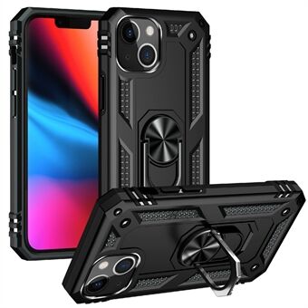 Militærklasse støtsikker PC TPU Hybrid Phone Deksel for iPhone 13 mini 5,4 tommer med bilmontert Rotary Ring Kickstand