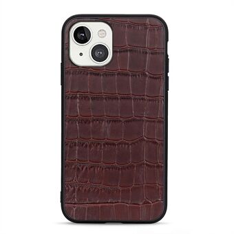 Krokodilleskinn ekte skinnbelagt PC + TPU Combo telefonbakdeksel for iPhone 13 mini 5,4 tommer