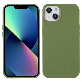 Drop-proof Wheat Straw Style TPU beskyttende telefonbakskall for iPhone 13 mini - Blackish Green