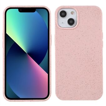 Drop-proof Wheat Straw Style TPU beskyttende telefonbakskall for iPhone 13 mini - Pink