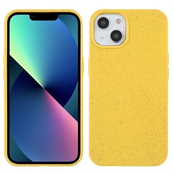 Drop-proof Wheat Straw Style TPU beskyttende telefonbakskall for iPhone 13 mini - Yellow