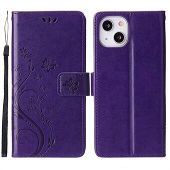 Butterflies Pattern Imprint PU- Stand Deksel Telefonstativveske for iPhone 13 mini