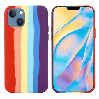 Creative Cute Rainbow Stripe Line mykt flytende silikonetui til telefon 13 mini 5,4 tommer - rød