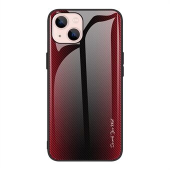 Karbonfibertekstur Bakside i herdet glass + TPU Hybrid-telefondeksel for iPhone 13 mini 5,4 tommer