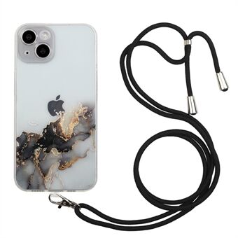 Justerbar, lang snordesign Fleksibelt TPU-deksel med marmormønsterutskrift for iPhone 13 mini 5,4 tommer