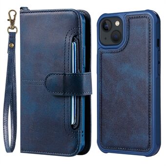 KT Leather Series-4 Avtakbar 2-i-1 støtsikker ripebestandig Scratch Handy stropp Flere kortspor Stand PU-skinntelefonveske for iPhone 13 mini 5,4 tommer