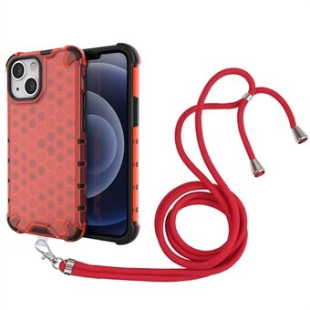 Hengende strenghard PC + TPU Honeycomb Design støtdempende telefonveske for iPhone 13 mini 5,4 tommer