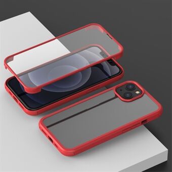 Hardt dobbeltsidig telefondeksel i herdet glass Full beskyttelse telefondeksel med TPU- Edge for iPhone 13 mini - Red