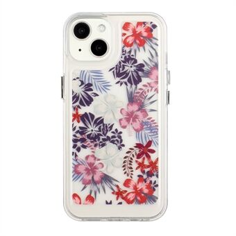 Flower Series for iPhone 13 mini 5.4 inch Acrylic+TPU Electroplated Metal Buttons Protector Flower Pattern Printed 2mm Thickened Shockproof Phone Case