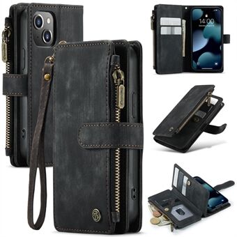 CASEME C30-serien telefonlommebokveske for iPhone 13 mini 5,4 tommer, anti- Scratch glidelåslomme PU-skinn Mobiltelefondekselkortholder