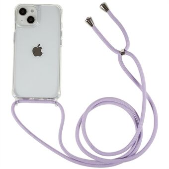 Bakdeksel for iPhone 12 mini / 13 mini 5,4 tommer, klar TPU+akryl telefondeksel med justerbar snor