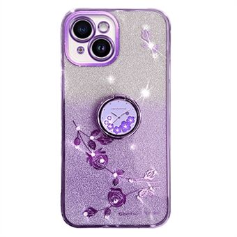 Cellphone Guard Case for iPhone 13 mini 5,4 tommer, Ring Kickstand Blomstermønster Glitter TPU-deksel