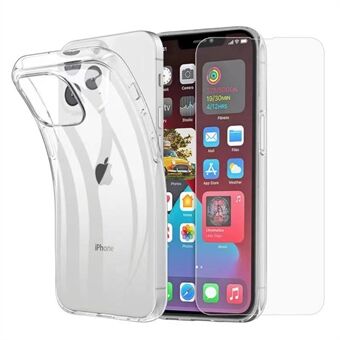 Høy gjennomsiktig TPU-deksel + skjermbeskytter i herdet glass for iPhone 13 Pro Max 6,7 tommer