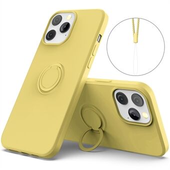 Justerbar Ring Støtstativ Design Støtsikker myk, miljøvennlig, flytende silikontelefon Beskyttelsesveske Shell med praktisk stropp for iPhone 13 Pro Max 6,7 tommer