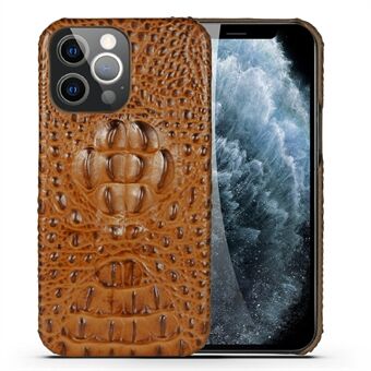 3D Krokodillehode Ekte Lærbelagt PC Ripebeskyttende Bakdeksel for iPhone 13 Pro Max 6.7 tommer