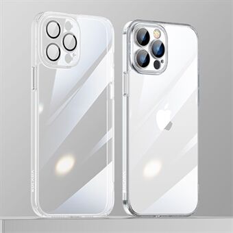 SULADA Crystal Steel Series for iPhone 13 Pro Max 6,7 tommer myk TPU- Edge + bakplate av herdet glass Gjennomsiktig telefonveske Galvanisering anti-dråpedeksel