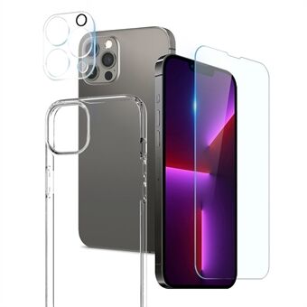 NORTHJO For iPhone 13 Pro Max 6,7 tommer mykt TPU-telefondeksel med skjermbeskytter i herdet glass og bakkameralinsedeksel