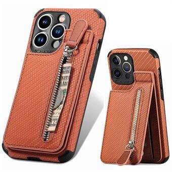 Kickstand telefondeksel for iPhone 13 Pro Max 6,7 tommer, vevd tekstur PU-skinn + TPU-glidelåslommeveske