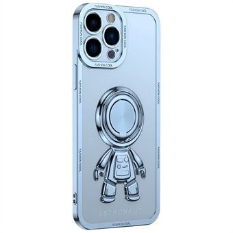 For iPhone 13 Pro Max 6,7 tommer Spaceman Design Elektroplettering TPU-telefonveske Kickstand-deksel med bilmontert metallplate