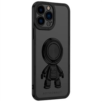 For iPhone 13 Pro Max 6,7 tommer Spaceman Design Elektroplettering TPU-telefonveske Kickstand-deksel med bilmontert metallplate