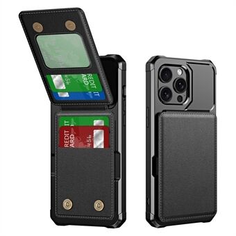 ZM11 For iPhone 13 Pro Max-etui med vertikale kortspor. Laget av PU-lær og belagt med TPU. Inneholder også en støtte for å ha telefonen i oppreist posisjon.