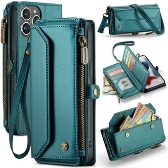 CASEME C36-serien for iPhone 13 Pro Max-etui, skinn-crossbody-telefontaske med deksel og 10 kortlommer.