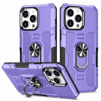 Kickstand telefondeksel for iPhone 13 Pro Max 6,7 tommer, anti-sjokk PC + TPU Hybrid telefondeksel med Ring innebygd metallplate