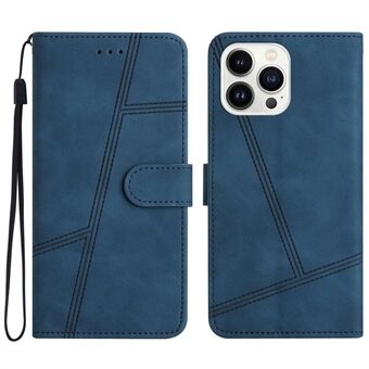 Skin-touch Feeling Stitch Lines Decor Phone Shell for iPhone 13 Pro Max 6,7 tommer, Retro PU- Stand Telefonveske