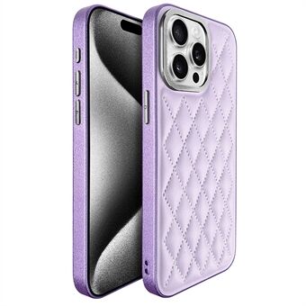 KST DESIGN For iPhone 13 Pro Max Etui Lærbelagt PC+TPU Telefondeksel Stikksøm Rhombus, Matt Innside