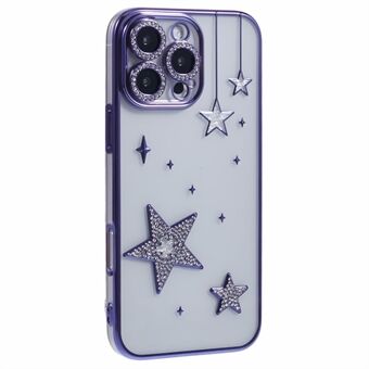 For iPhone 13 Pro Max Deksel 3D Glitter Stjerner Elektroplettering TPU Gjennomsiktig Telefon Deksel