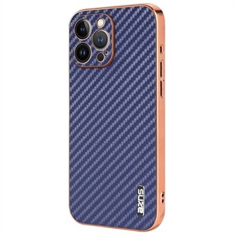 AZNS For iPhone 13 Pro Max Deksel Elektroplettering Karbonfiber Struktur PU+TPU Telefon Deksel