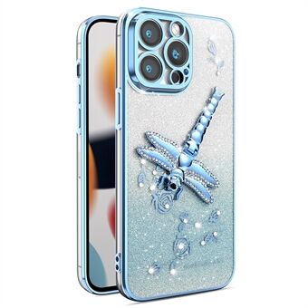 KADEM For iPhone 13 Pro Max-deksel Dragonfly Kickstand TPU Blomster Glitter Telefondeksel