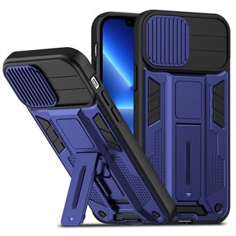 For iPhone 13 Pro Max 6,7 tommer støttearmor Støtsikker telefonveske Hard PC Myk TPU Hybrid bakdeksel med skyvekamerabeskytter