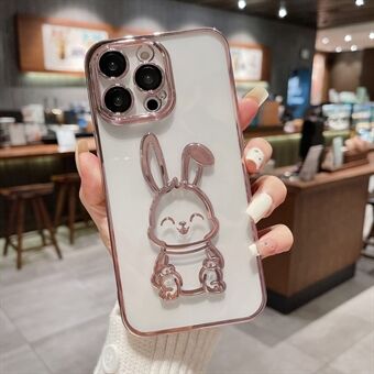 For iPhone 13 Pro Max 6,7 tommer støtsikker Cute Rabbit-telefonveske Klar TPU-beskyttelsesdeksel med linsefilm