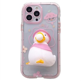 For iPhone 13 Pro Max 6,7 tommer Noctilucent Luminous 3D Squishy Duck Decor TPU-deksel Scratch telefondeksel