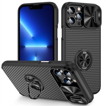 Telefondeksel for iPhone 13 Pro Max Ring Kickstand Slide Lens Shield PC+TPU Telefondeksel