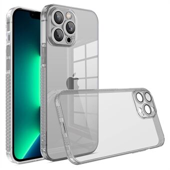 For iPhone 13 Pro Max gjennomsiktig telefon TPU-deksel med rett Edge telefondeksel med glasslinsebeskytter