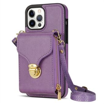 For iPhone 13 Pro Max 6,7 tommers telefonveske med glidelås PU-skinnbelagt TPU-kortspordeksel