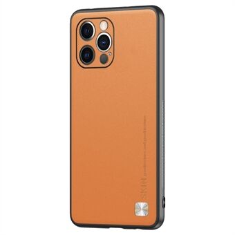 Kollisjonssikkert deksel til iPhone 13 Pro Max 6,7 tommers PU-skinnbelagt PC+TPU-telefondeksel med metalldekor